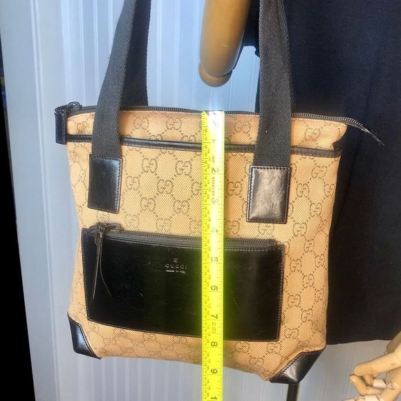 Vintage GUCCI GG Monogram Canvas Leather Top Zipper Close Shoulder Bag - Picture 7 of 17